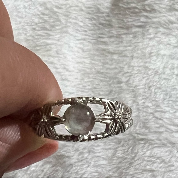 925 silver labradorite floral ring size 8.50 - Picture 3 of 9